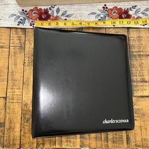 Charles Schwab Faux Leather 3 Inch Binder Pre-owned Black Rare